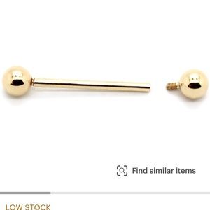 14K Yellow gold Straight barbell internal threading w/ screw balls.Quantity of 2